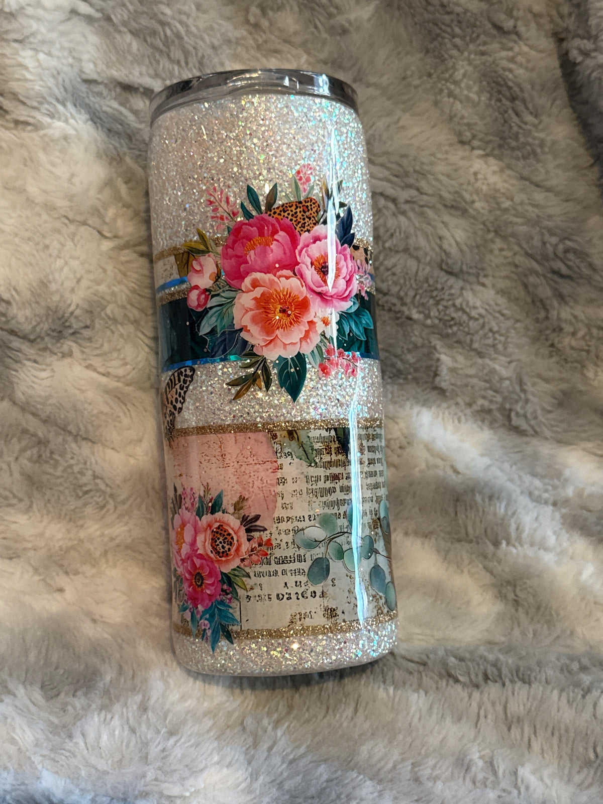 Bloom With Grace | Floral Glitter Tumbler 🌸✨