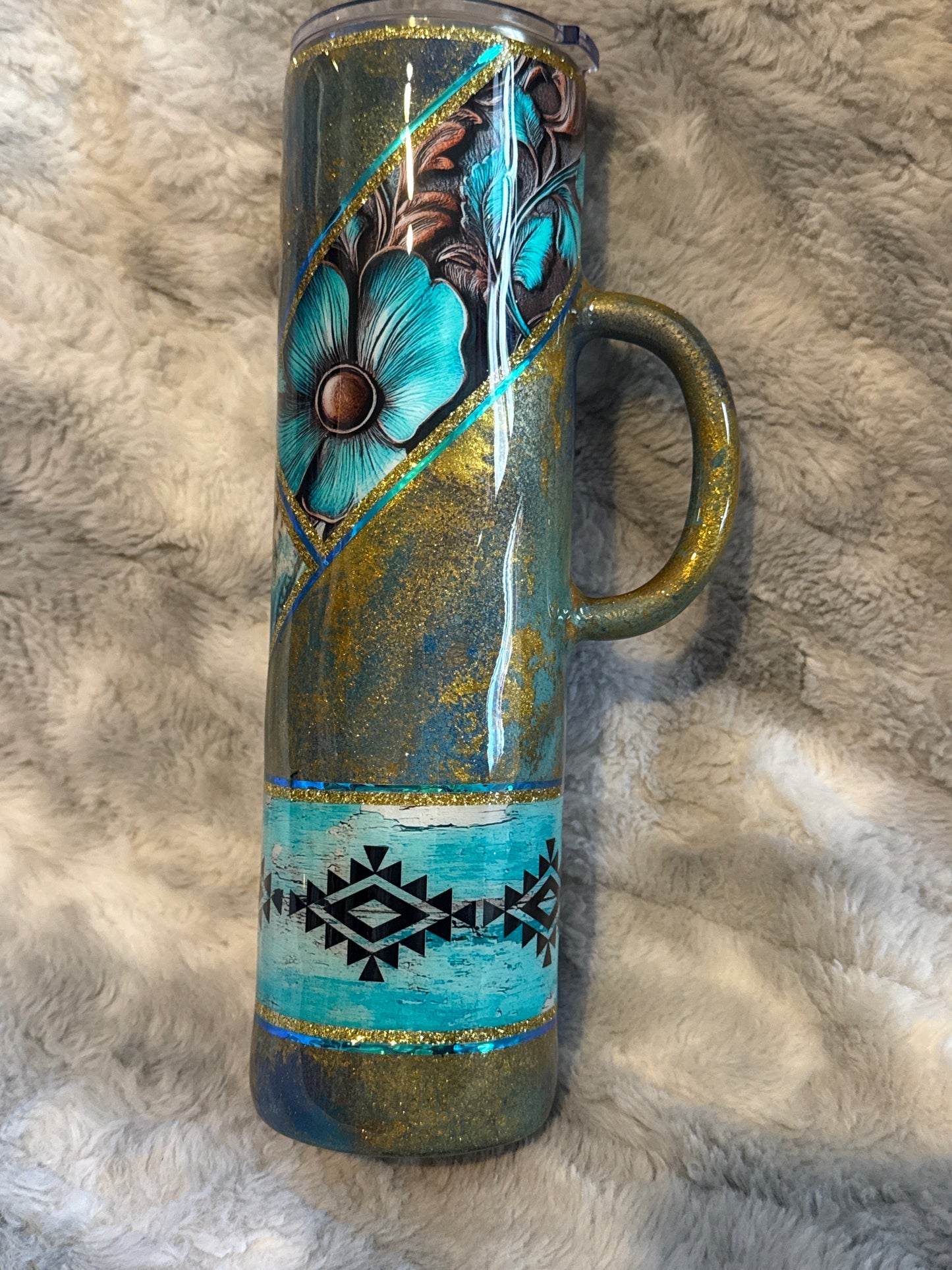 Beautifully Wild | Turquoise Western Cowhide Tumbler 🤠 ✨
