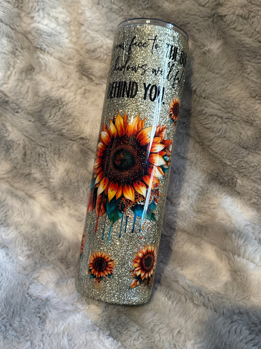 Chasing Sunflowers | Golden Glitter Sunflower Tumbler. 🌻✨