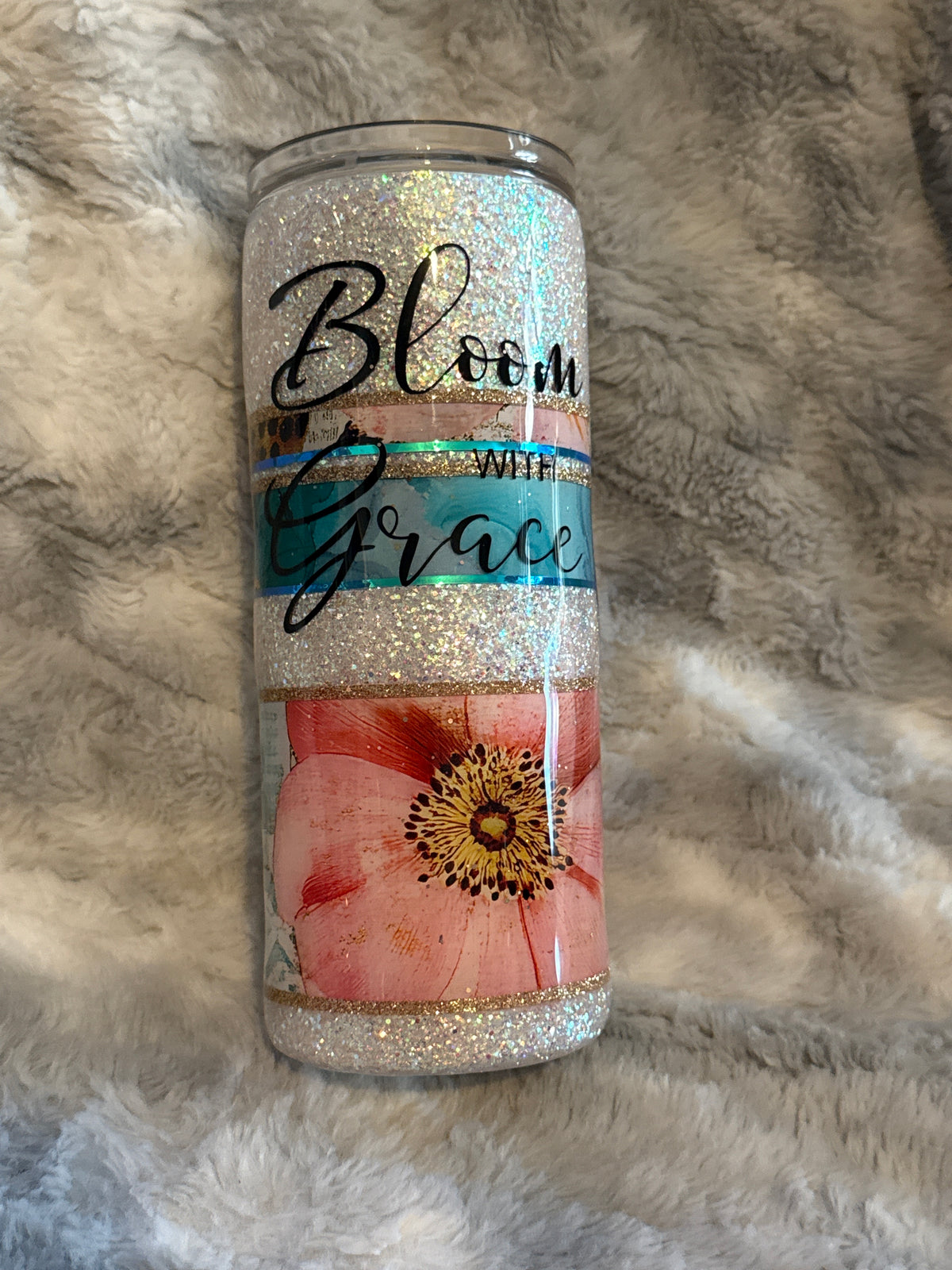 Bloom With Grace | Floral Glitter Tumbler 🌸✨