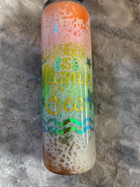 Vitamin Sea Sunset | Tropical Palm Tree Tumbler 🌴✨