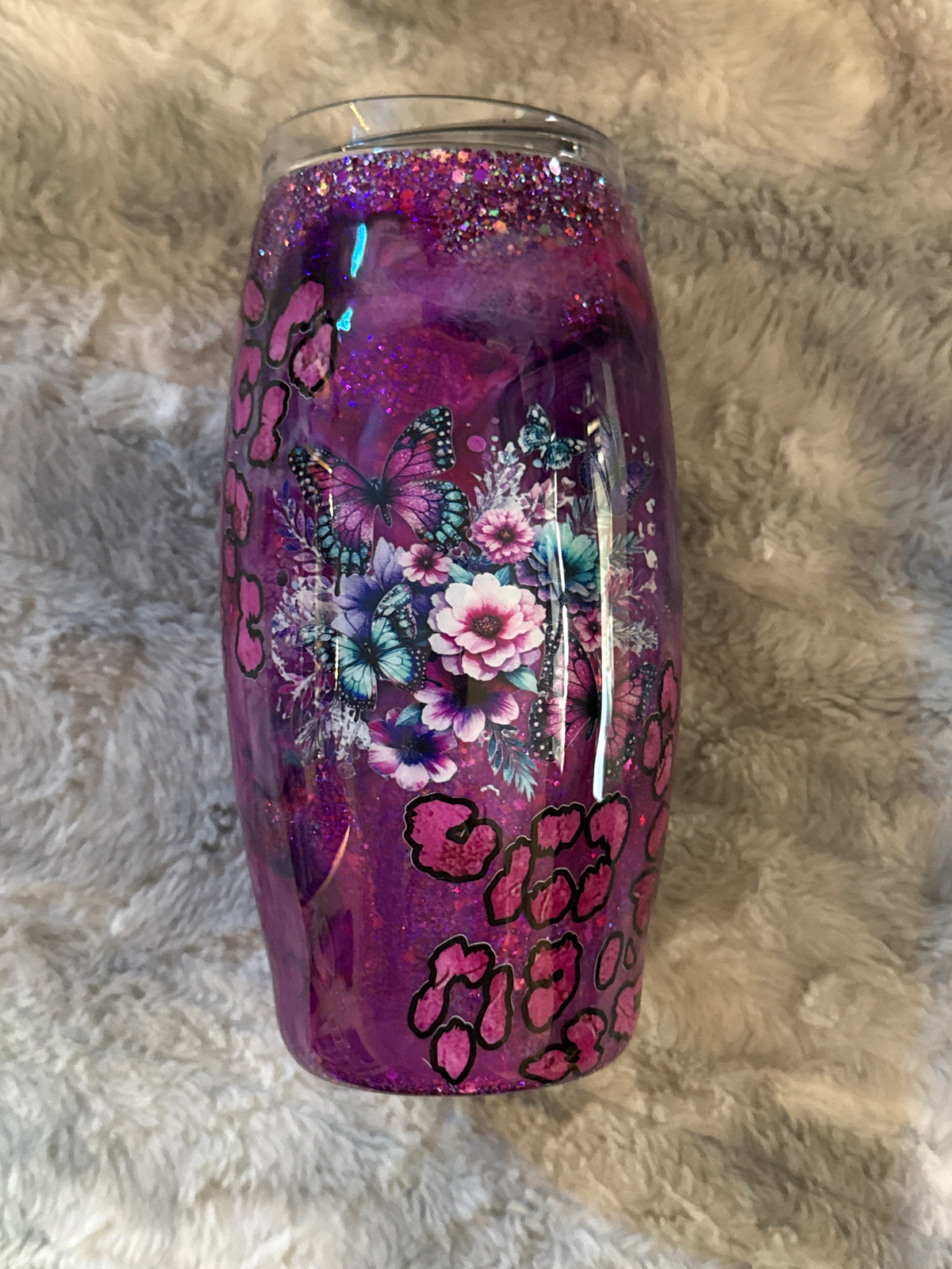 Designed by God | Pink Leopard Glitter Tumbler💕✨