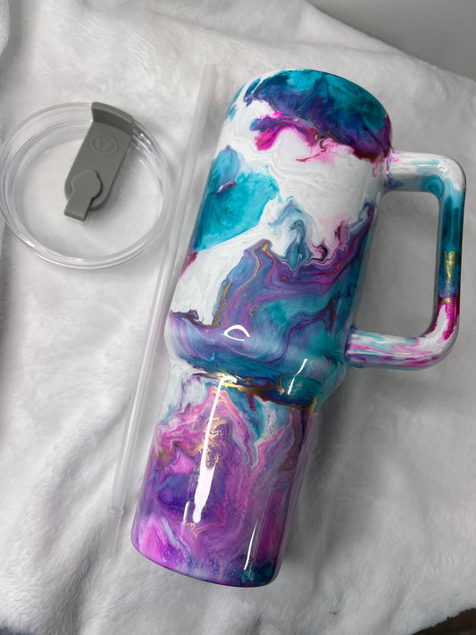 Pink/purple/teal Marble 40oz