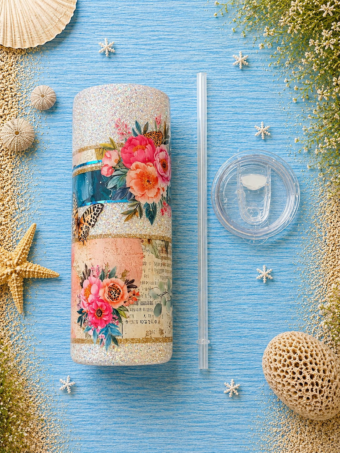Bloom With Grace | Floral Glitter Tumbler 🌸✨